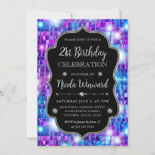 Invitación Cumpleaños de marco de mosaico de sirena azul y mo