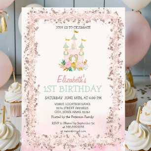 Invitación Cumpleaños de Marco de Purpurina Castillo de Acuar