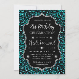 Invitación Cumpleaños de Marco de Purpurina con Manchas de Le