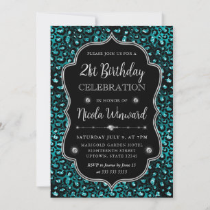 Invitación Cumpleaños de Marco de Purpurina con Manchas de Le