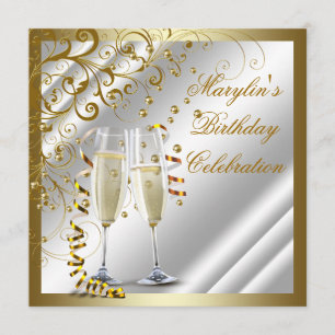 Invitación Cumpleaños de marfil y oro
