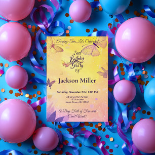 Invitación Cumpleaños de Mariposa con Tigre Adorable