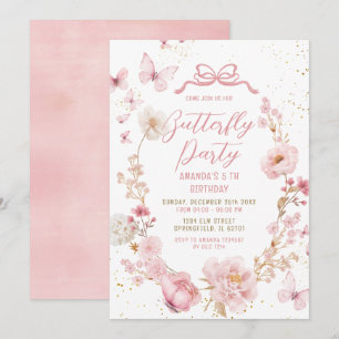 Invitación Cumpleaños de Mariposa de Acuarela de Jardín de Fl