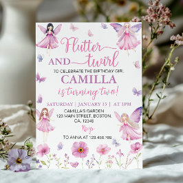 Invitación Cumpleaños de Mariposa del Jardín Floral de Hadas 