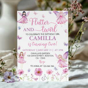 Invitación Cumpleaños de Mariposa del Jardín Floral de Hadas
