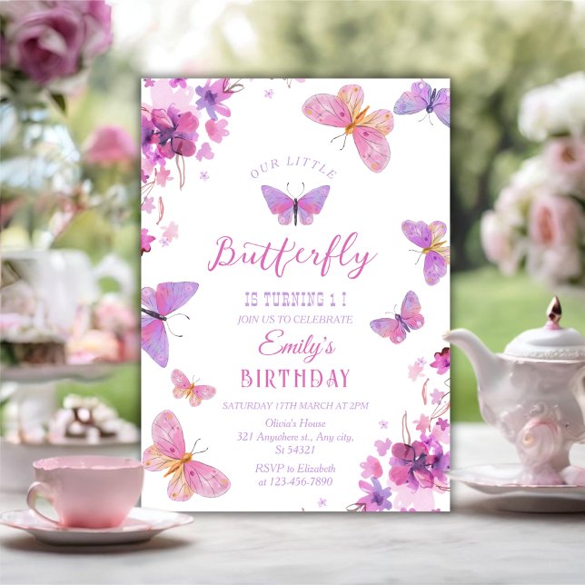 Invitación Cumpleaños de Mariposa Primer Año (Subido por el creador)