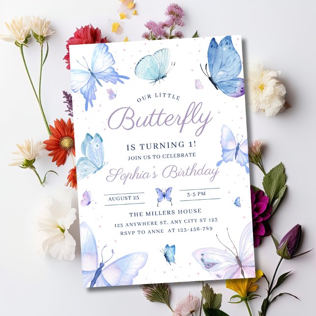 Invitación Cumpleaños de mariposas para niñas 1er Cumpleaños  (Subido por el creador)