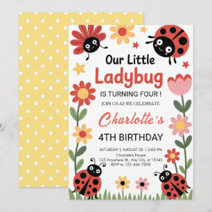 Invitación Cumpleaños de mariquita floral