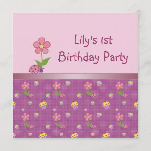 Invitación Cumpleaños de Mariquita Rosa y Cupcake