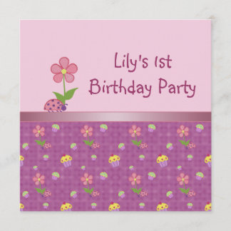 Invitación Cumpleaños de Mariquita Rosa y Cupcake