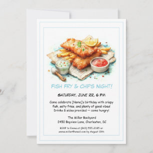 Invitación Cumpleaños de Mariscos Informal - Fritura de Pesca