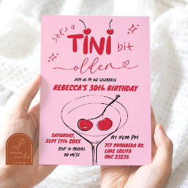 Invitación Cumpleaños de Martini de Cereza Dibujada a Mano Ro