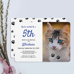 Invitación Cumpleaños de mascota con huellas de patas negras 