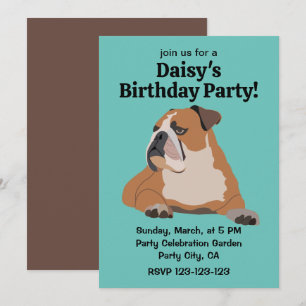 Invitación Cumpleaños de mascota de Bulldog inglés lindo 