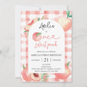 Invitación Cumpleaños de melocotón de 1 año