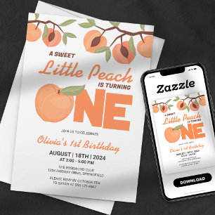 Invitación Cumpleaños de Melocotón Pequeño Dulce
