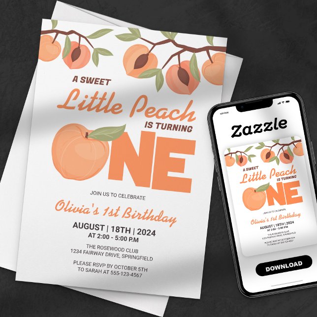 Invitación Cumpleaños de Melocotón Pequeño Dulce (Subido por el creador)