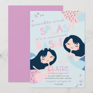 Invitación Cumpleaños de Mermaid Splish Splash Bash
