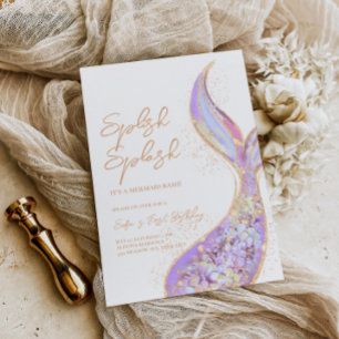 Invitación Cumpleaños de Mermaid Tail Splish Splash