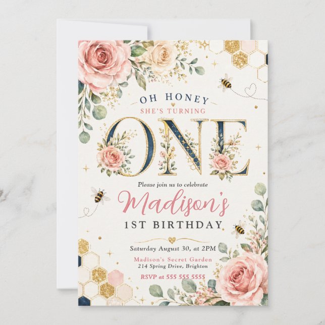 Invitación Cumpleaños de miel, un año (Anverso)