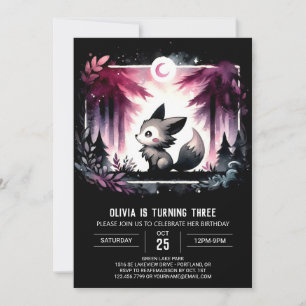 Invitación Cumpleaños de minimalista Whimsy Wolf