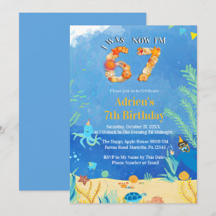 Invitación Cumpleaños de moda 6→7 Meme Bajo el Mar