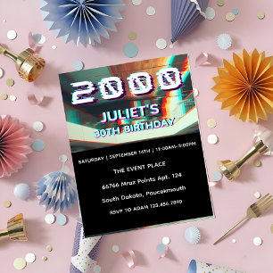 Invitación cumpleaños de moda retro 30 años de los años 2000 