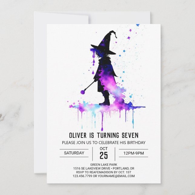 Invitación Cumpleaños de moda Wand Wielder (Anverso)