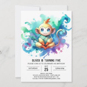 Invitación Cumpleaños de mono alegre Boho