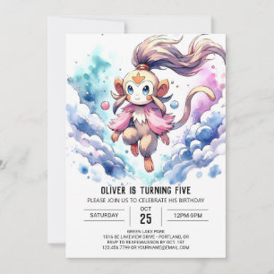 Invitación Cumpleaños de Mono Imprimible con Encanto