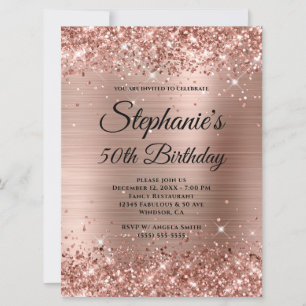 Invitación Cumpleaños de monograma elegante de lámina brillan