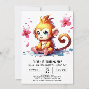 Invitación Cumpleaños de Monos Modernos y Editables