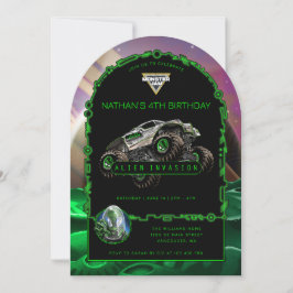 Invitación Cumpleaños de Monster Jam - Invasión Alien