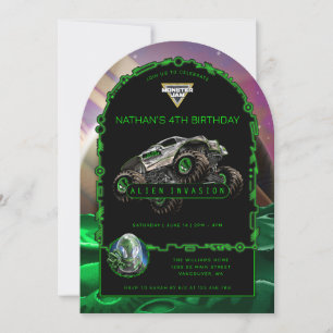 Invitación Cumpleaños de Monster Jam - Invasión Alien