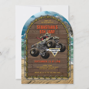 Invitación Cumpleaños de Monster Jam - La Maldición del Pirat
