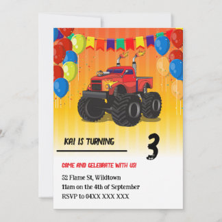 Invitación Cumpleaños de Monster Truck