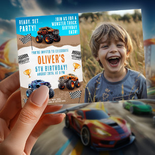 Invitación Cumpleaños de Monster Truck con foto