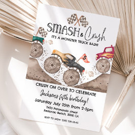 Invitación Cumpleaños de Monster Truck de cualquier edad, sma