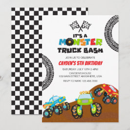 Invitación Cumpleaños de monstruos de camiones monstruo