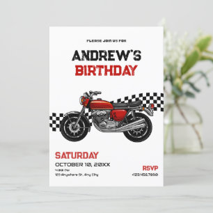 Invitación cumpleaños de moto clásico
