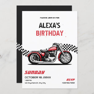 Invitación cumpleaños de moto clásico