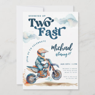 Invitación Cumpleaños de Moto de Cross Demasiado Rápido