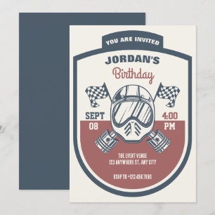 Invitación Cumpleaños de motociclismo retro