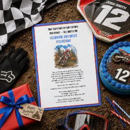 Invitación Cumpleaños de Motocross de Niños de 12 años