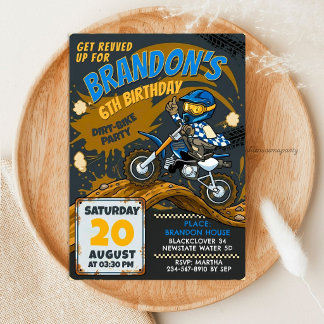 Invitación Cumpleaños de Motocross en Moto de Cross - Carrera