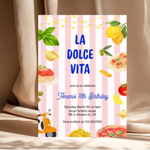 Invitación Cumpleaños de mujer adulta Pink Italian La Dolce V