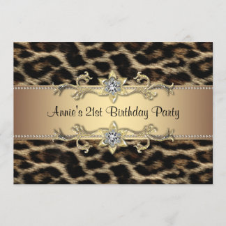 Invitación Cumpleaños de mujer con estampado de leopardo