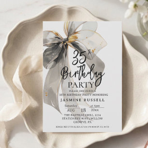 Invitación Cumpleaños de mujer con lazo negro