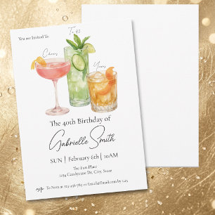 Invitación Cumpleaños de mujeres de 40 años con tema Martini