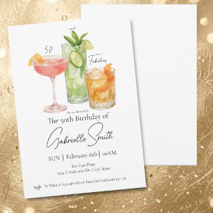 Invitación Cumpleaños de mujeres de 50 años con tema Martini